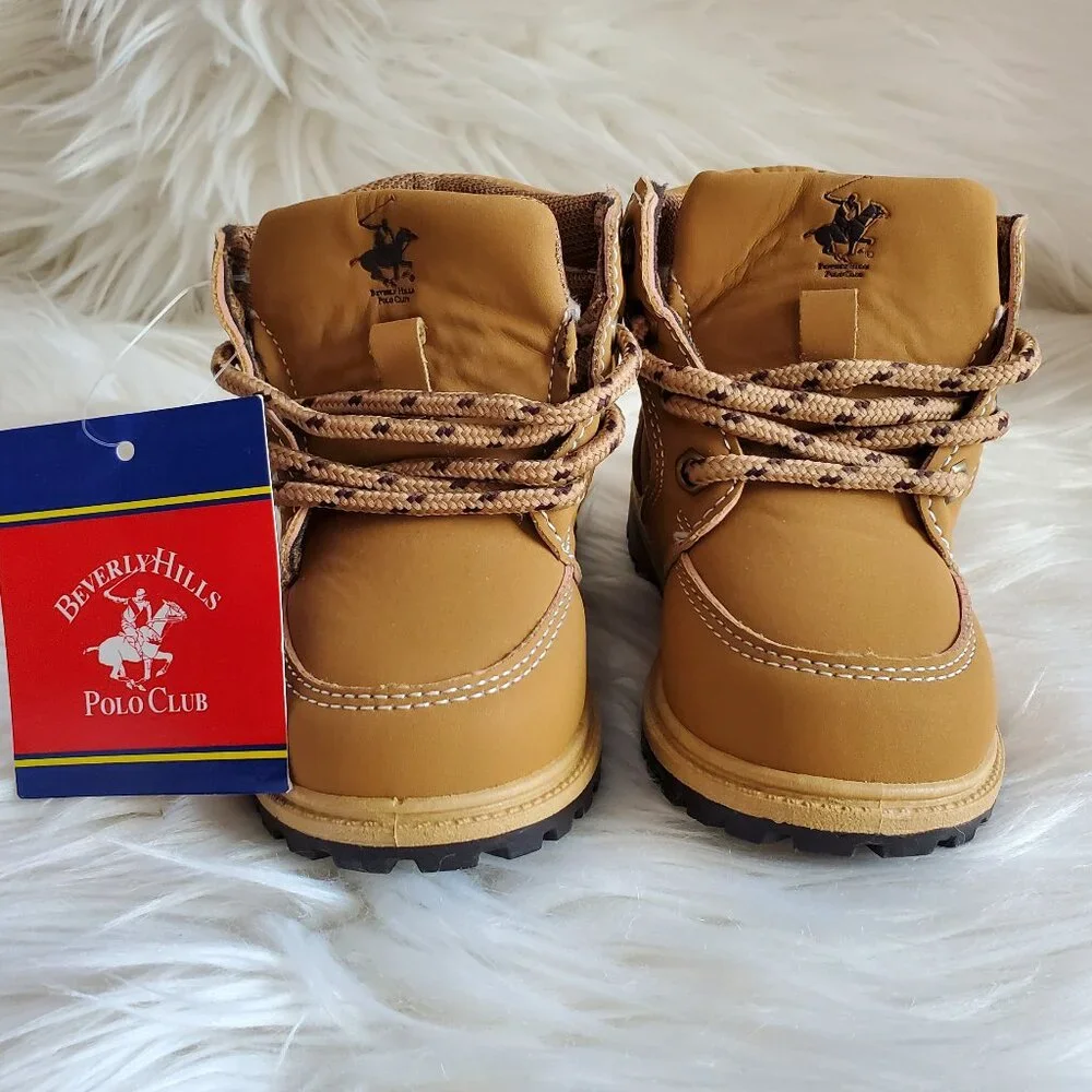 Beverly Hills Polo Club Unisex Tan Lace Up Work Fashion Soft Ankle Boots SZ 6